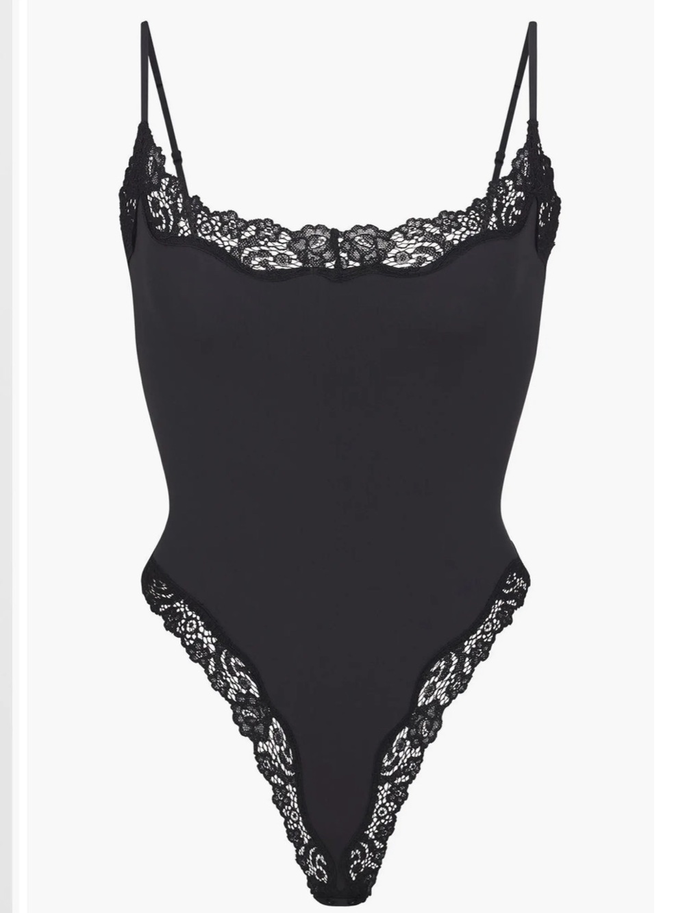 NWT SKIMS Fits Everybody Lace Cami Bodysuit Onyx Sz S
